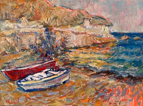 Rivage des souvenirs - Acrylique, Huile sur Lin, 61 x 80 cm, 2025 - Olena Vaskiv