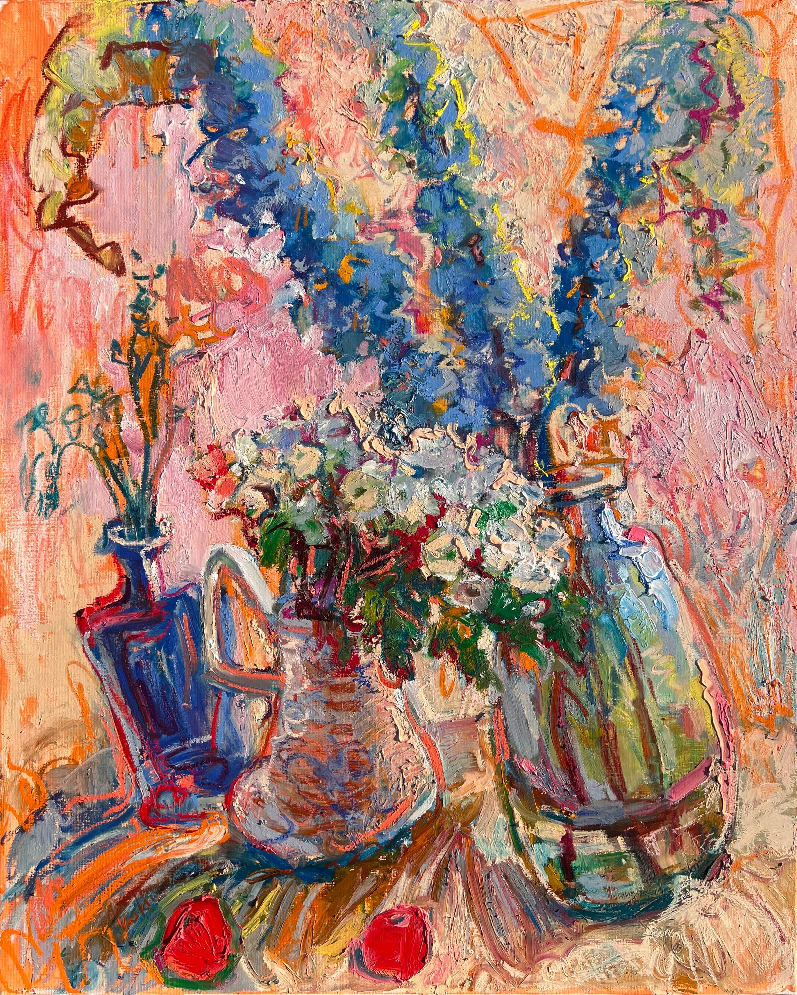 L'éclat du bleu - Huile sur Lin, 80 x 100 cm, 2025 - Olena Vaskiv
