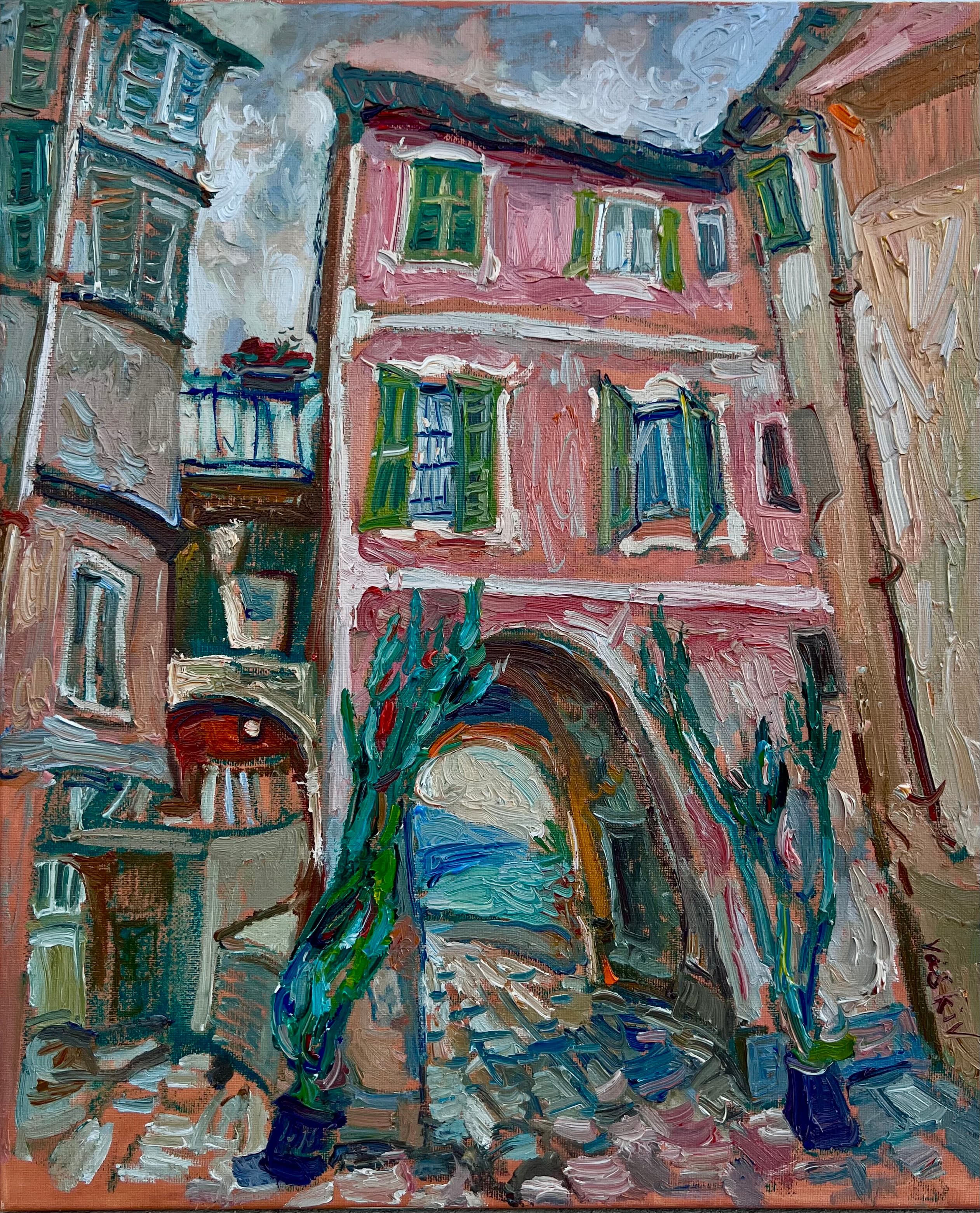 Fenêtre ouverte à Bordighera, Italie - Huile sur Toile, 38 x 46 cm, 2025 - Olena Vaskiv