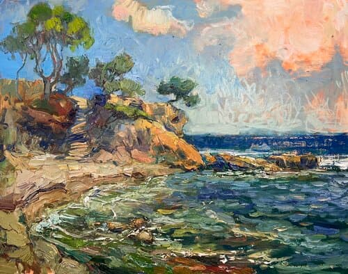 Crique turquoise à Jávea, Espagne - Huile sur Lin, 72 x 92 cm, 2025 - Olena Vaskiv