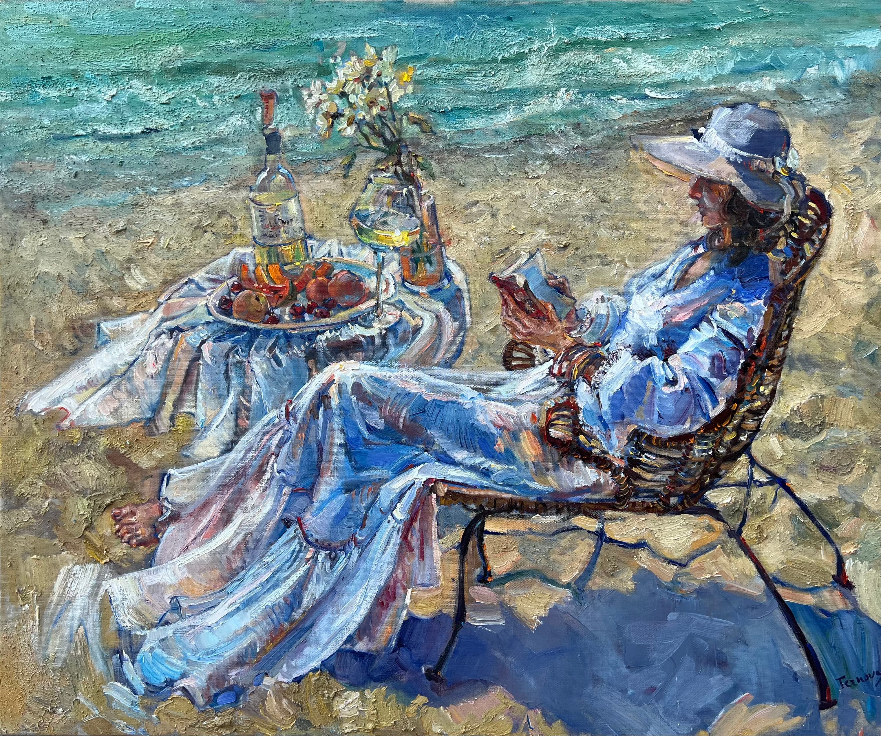 French Afternoon - Oil on Linen, 100 x 120 cm, 2022 - Olena Vaskiv